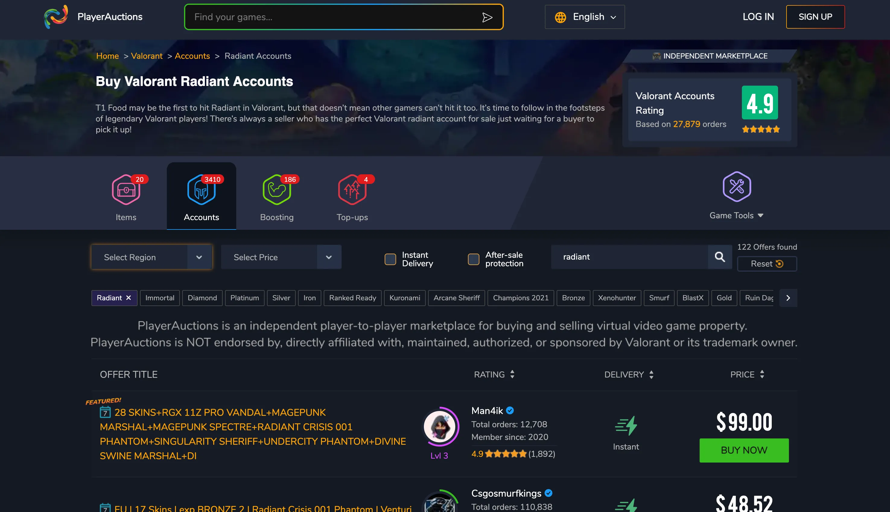 where to get valorant radiant accounts cheap